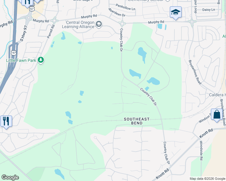 map of restaurants, bars, coffee shops, grocery stores, and more near 20381 Tailblock Road in Bend