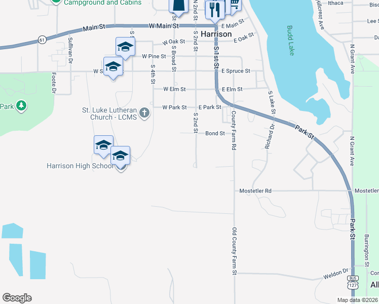 map of restaurants, bars, coffee shops, grocery stores, and more near 805 South 2nd Street in Harrison