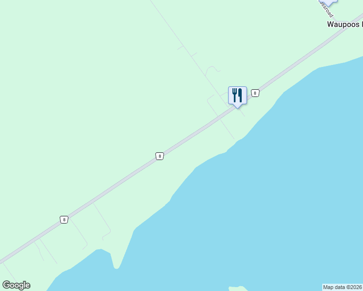 map of restaurants, bars, coffee shops, grocery stores, and more near 2916 County Road 8 in Prince Edward County