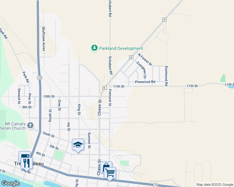 map of restaurants, bars, coffee shops, grocery stores, and more near 23957 11th Street in Trempealeau