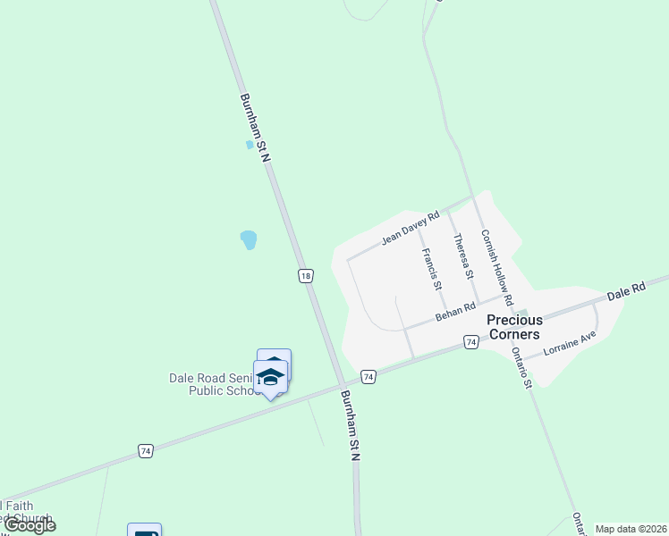 map of restaurants, bars, coffee shops, grocery stores, and more near 28 Jean Davey Road in Cobourg