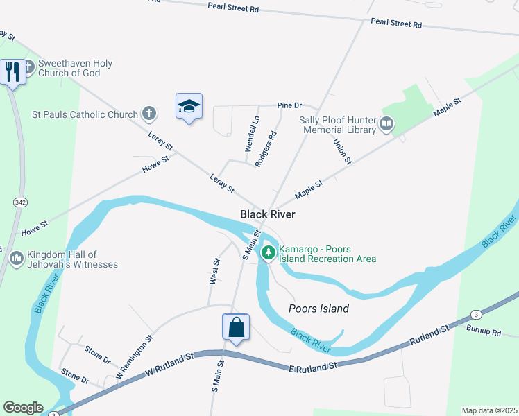 map of restaurants, bars, coffee shops, grocery stores, and more near in Black River