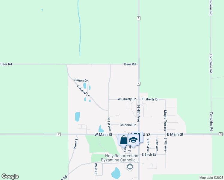 map of restaurants, bars, coffee shops, grocery stores, and more near 403 North 1st Avenue in Valders