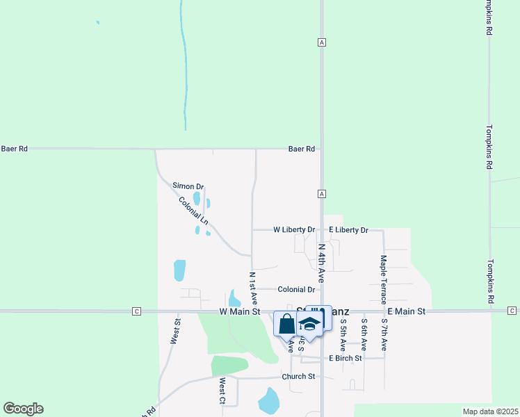 map of restaurants, bars, coffee shops, grocery stores, and more near 403 North 1st Avenue in Valders