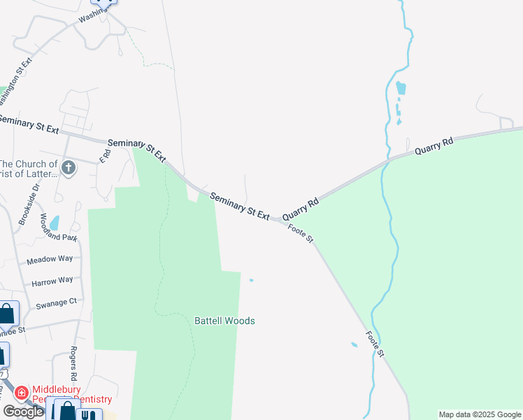 map of restaurants, bars, coffee shops, grocery stores, and more near 99 Seminary Street Extension in Middlebury
