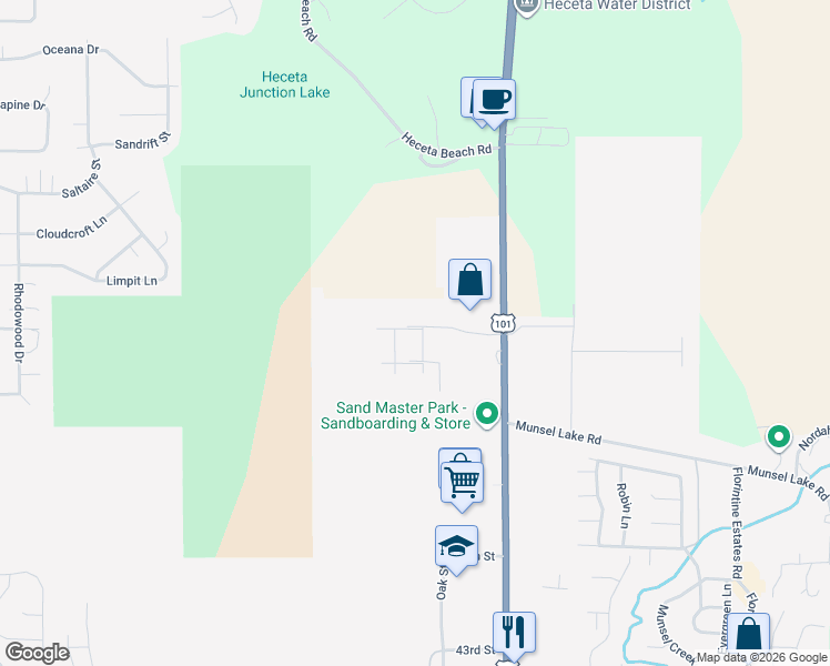 map of restaurants, bars, coffee shops, grocery stores, and more near 5405 U.S. 101 in Florence