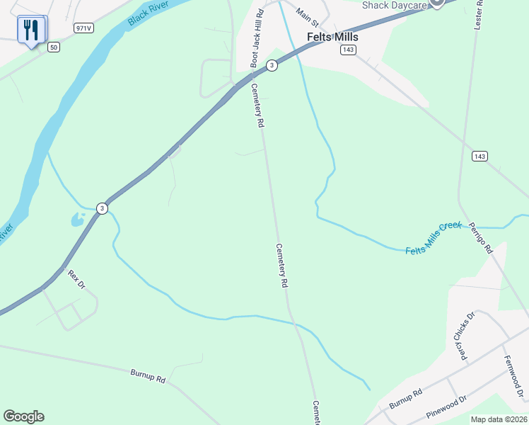 map of restaurants, bars, coffee shops, grocery stores, and more near 23771 Cemetery Road in Black River