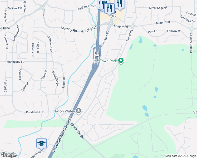 map of restaurants, bars, coffee shops, grocery stores, and more near 61205 Southeast Geary Drive in Bend