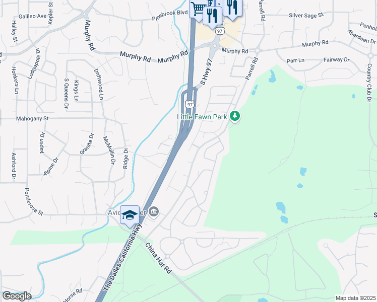 map of restaurants, bars, coffee shops, grocery stores, and more near Geary Drive in Bend