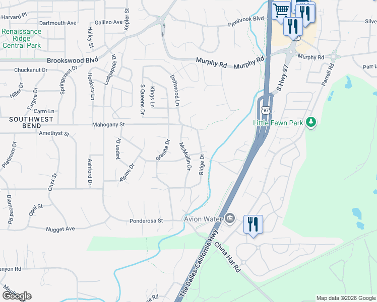 map of restaurants, bars, coffee shops, grocery stores, and more near 60939 McMullin Drive in Bend