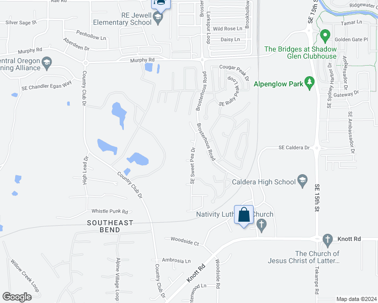 map of restaurants, bars, coffee shops, grocery stores, and more near 60963 Southeast Sweet Pea Drive in Bend
