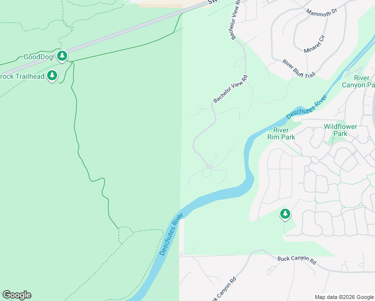 map of restaurants, bars, coffee shops, grocery stores, and more near 60985 Bachelor View Road in Bend