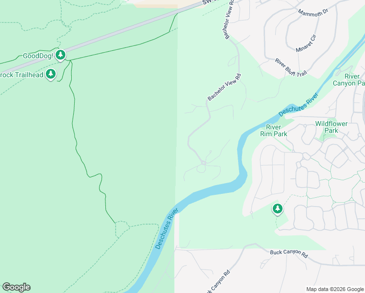 map of restaurants, bars, coffee shops, grocery stores, and more near 60985 Bachelor View Road in Bend