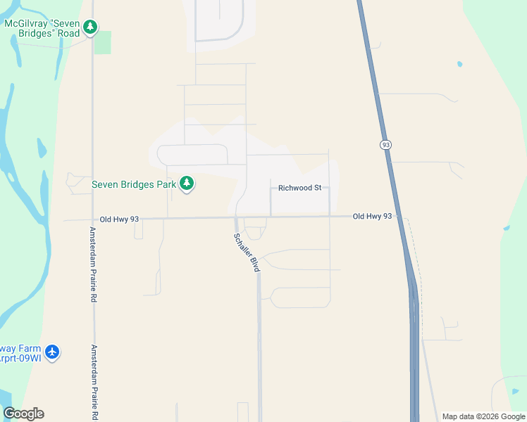 map of restaurants, bars, coffee shops, grocery stores, and more near W7792 Old Highway 93 in Holmen