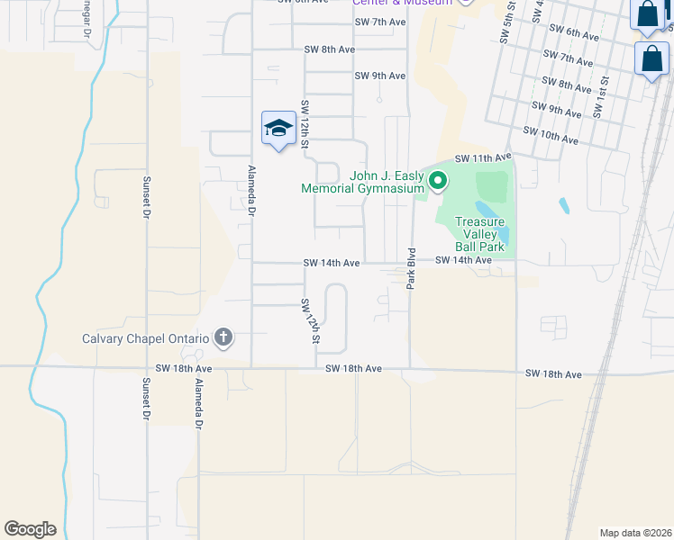 map of restaurants, bars, coffee shops, grocery stores, and more near 1668 Pennington Drive in Ontario