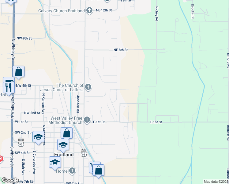 map of restaurants, bars, coffee shops, grocery stores, and more near 375 Cub Drive in Fruitland