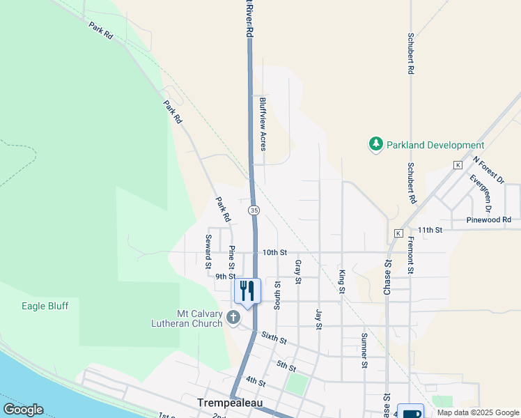 map of restaurants, bars, coffee shops, grocery stores, and more near 7 South Street in Trempealeau
