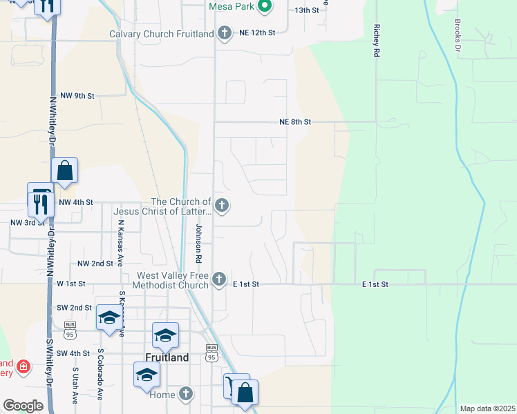 map of restaurants, bars, coffee shops, grocery stores, and more near 575 Syringa Springs Drive in Fruitland