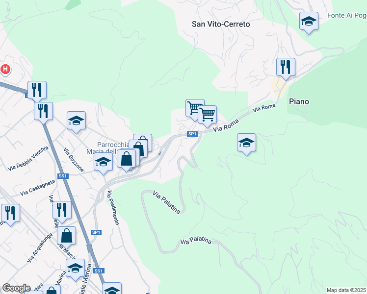 map of restaurants, bars, coffee shops, grocery stores, and more near 19 Via Bottaccio in Capanne-prato-cinquale