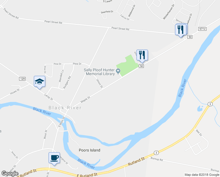 map of restaurants, bars, coffee shops, grocery stores, and more near 178 Maple Street in Black River