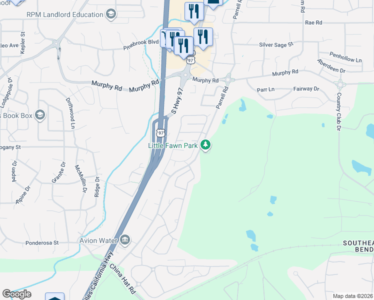 map of restaurants, bars, coffee shops, grocery stores, and more near 20133 Carson Creek Court in Bend