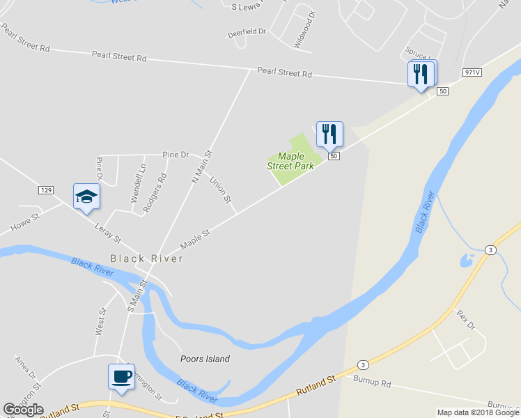 map of restaurants, bars, coffee shops, grocery stores, and more near 184 Maple Street in Black River