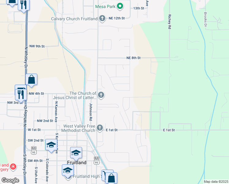 map of restaurants, bars, coffee shops, grocery stores, and more near 575 Syringa Springs Drive in Fruitland