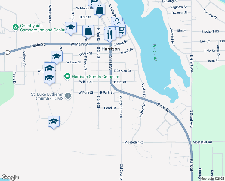 map of restaurants, bars, coffee shops, grocery stores, and more near 576 South 1st Street in Harrison