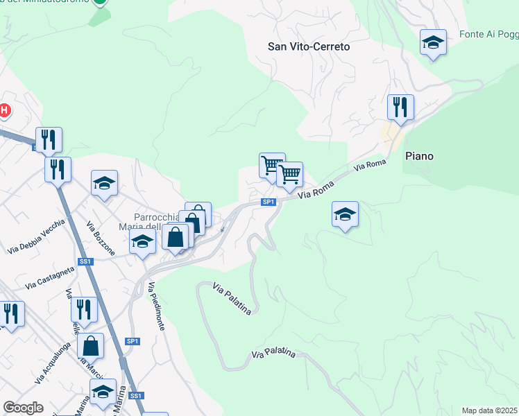 map of restaurants, bars, coffee shops, grocery stores, and more near 19 Via Bottaccio in Capanne-Prato-Cinquale
