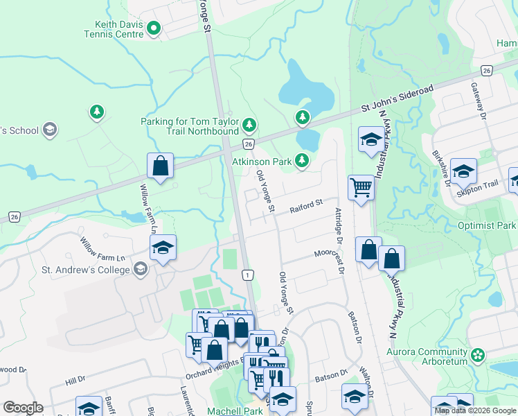map of restaurants, bars, coffee shops, grocery stores, and more near 411 Butler Court in Aurora