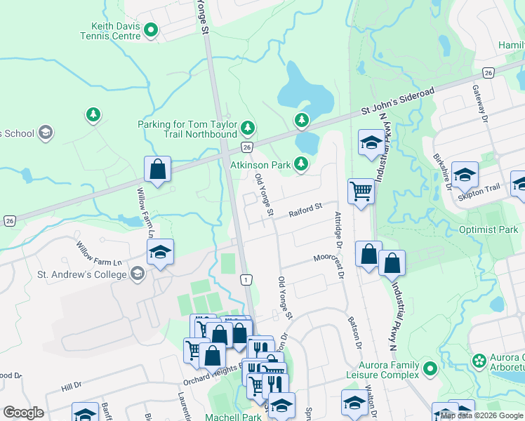 map of restaurants, bars, coffee shops, grocery stores, and more near 412 Butler Court in Aurora