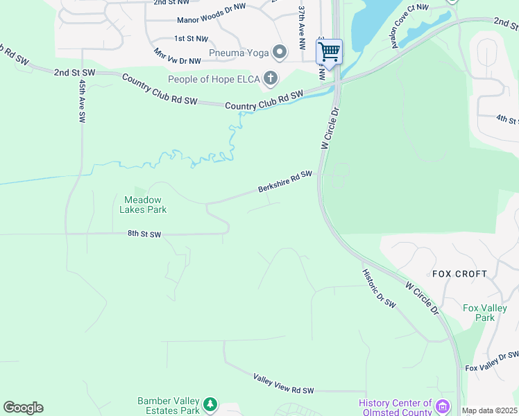 map of restaurants, bars, coffee shops, grocery stores, and more near 3838 Patio Lane Southwest in Rochester