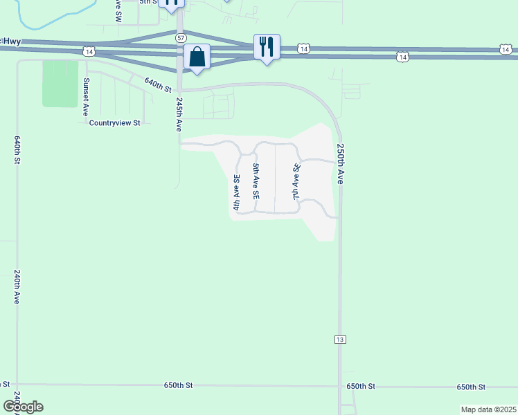 map of restaurants, bars, coffee shops, grocery stores, and more near 100 5th Avenue Northeast in Kasson