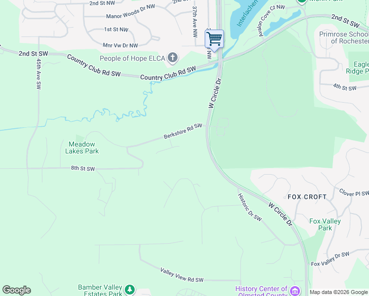 map of restaurants, bars, coffee shops, grocery stores, and more near 3747 Patio Lane Southwest in Rochester
