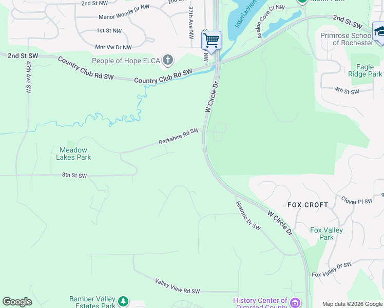 map of restaurants, bars, coffee shops, grocery stores, and more near 3747 Patio Lane Southwest in Rochester