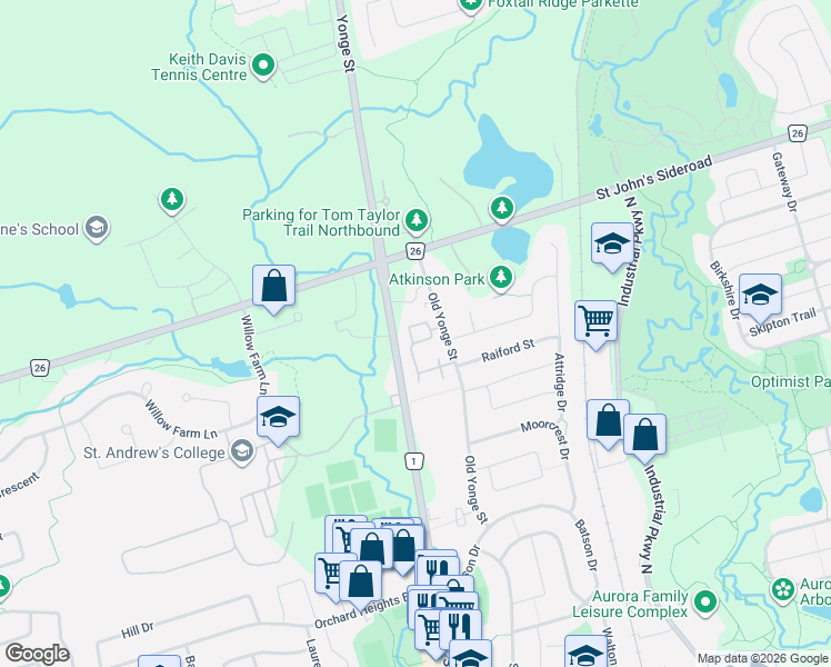 map of restaurants, bars, coffee shops, grocery stores, and more near 562 Tara Hill Circle in Aurora