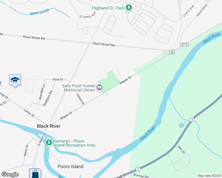 map of restaurants, bars, coffee shops, grocery stores, and more near 216 Maple Street in Black River