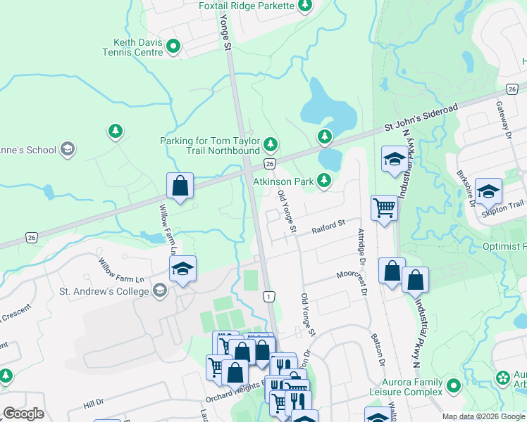 map of restaurants, bars, coffee shops, grocery stores, and more near in Aurora