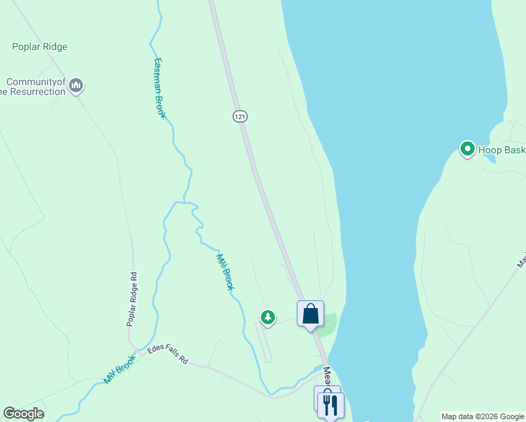 map of restaurants, bars, coffee shops, grocery stores, and more near 34 Bald Hill Road in New Gloucester