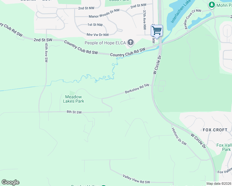 map of restaurants, bars, coffee shops, grocery stores, and more near 3929 Berkshire Road Southwest in Rochester