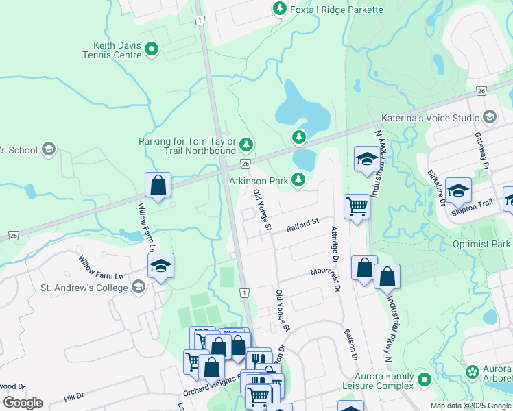 map of restaurants, bars, coffee shops, grocery stores, and more near 539 Tara Hill Circle in Aurora