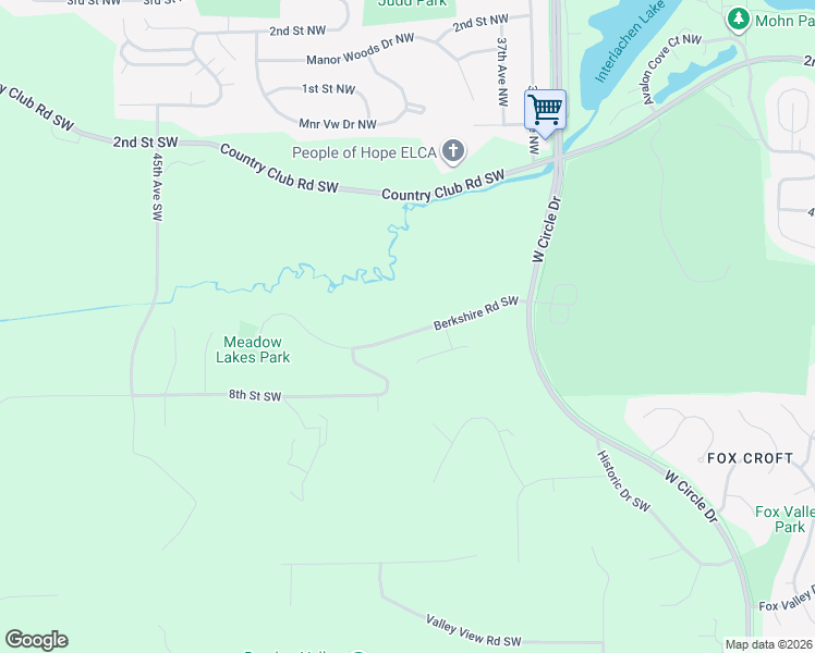 map of restaurants, bars, coffee shops, grocery stores, and more near 3890 Berkshire Road Southwest in Rochester