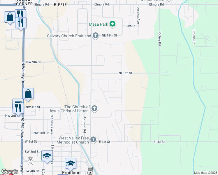 map of restaurants, bars, coffee shops, grocery stores, and more near 653 Lilac Street in Fruitland