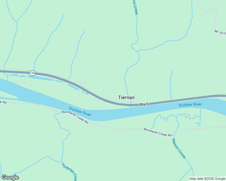 map of restaurants, bars, coffee shops, grocery stores, and more near 87535 Tiernan Road in Mapleton