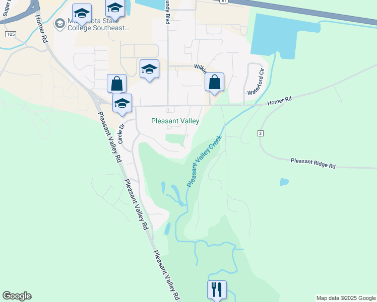 map of restaurants, bars, coffee shops, grocery stores, and more near 68 Links Lane in Winona