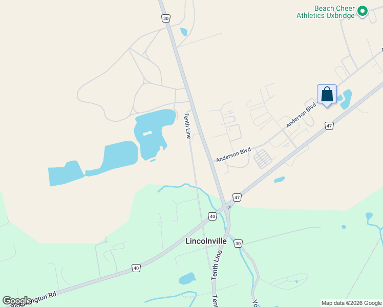 map of restaurants, bars, coffee shops, grocery stores, and more near Tenth Line in Whitchurch-Stouffville