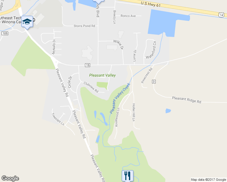 map of restaurants, bars, coffee shops, grocery stores, and more near 68 Links Lane in Winona