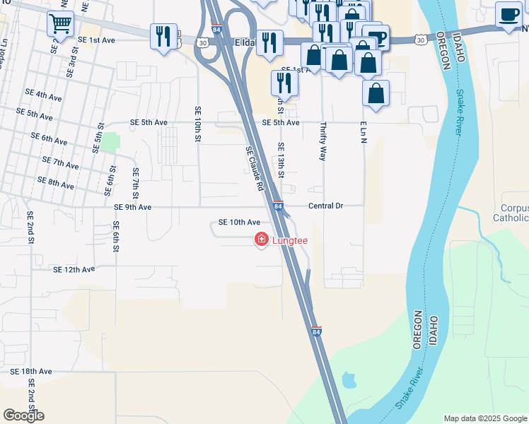 map of restaurants, bars, coffee shops, grocery stores, and more near 1292 Southeast 9th Avenue in Ontario