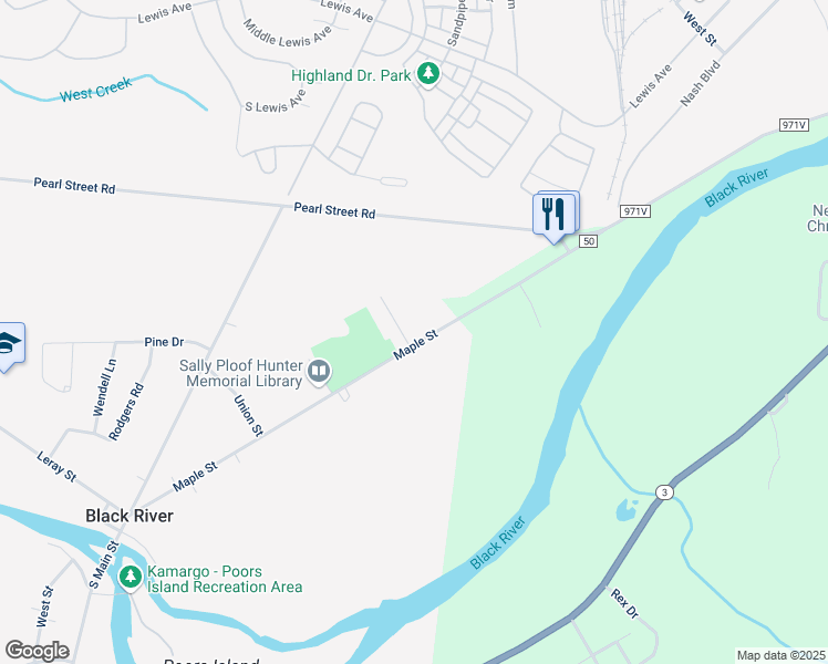 map of restaurants, bars, coffee shops, grocery stores, and more near 100 Ambrose Dr in Black River