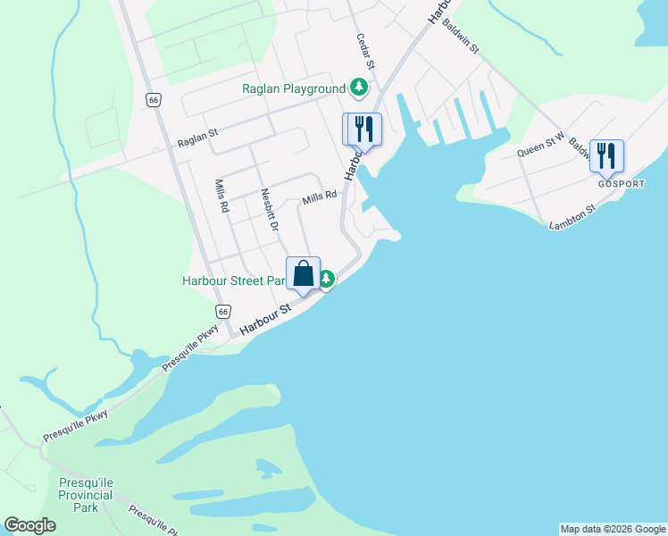map of restaurants, bars, coffee shops, grocery stores, and more near 122 Harbour Street in Brighton